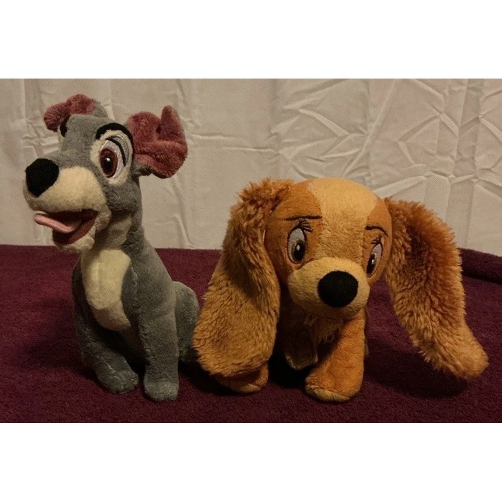 Disney's Lady and The Tramp Plush Lot of 2 5.5" And 7" Tall - Picture 1 of 8